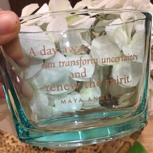 MAYA ANGELOU BLUE GLASS VASE INSPIRATIONAL HOME DECOR
